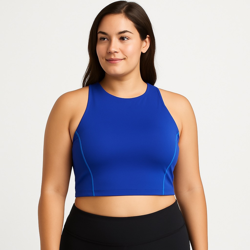 Athleta Royal Blue High Neck Crop Sports Bra